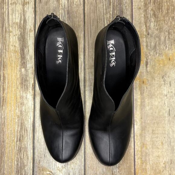 Korks Shamira Black Leather Ankle Witchy Goth Biker Booties Womens Sz 11M - Picture 7 of 8